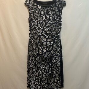 Connected Apparel Navy Sheath Midi Dress Cap Sleeve